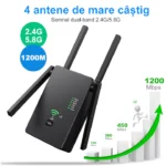 Amplificator Semnal Wi-Fi STARTRONIK® AC 1200Mbps Dual-Band 2.4GHz 5GHz Router Repetor Extender AP Modul Buton WPS Antene Putere Stabilitate Acoperire Mare Porturi Ethernet Conexiune Retea Internet - imagine 6
