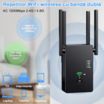 Amplificator Semnal Wi-Fi STARTRONIK® AC 1200Mbps Dual-Band 2.4GHz 5GHz Router Repetor Extender AP Modul Buton WPS Antene Putere Stabilitate Acoperire Mare Porturi Ethernet Conexiune Retea Internet - imagine 3