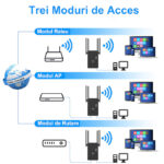 Amplificator Semnal Wi-Fi STARTRONIK® AC 1200Mbps Dual-Band 2.4GHz 5GHz Router Repetor Extender AP Modul Buton WPS Antene Putere Stabilitate Acoperire Mare Porturi Ethernet Conexiune Retea Internet - imagine 8