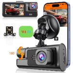 Camera de Bord Full HD 3 Lentile Panoramice Inregistrare Microfon Supraveghere Vehicul - imagine 3