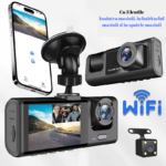 Camera de Bord Full HD 3 Lentile Panoramice Inregistrare Microfon Supraveghere Vehicul - imagine 2