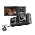 Camera de Bord Full HD 3 Lentile Panoramice Inregistrare Microfon Supraveghere Vehicul - imagine 6