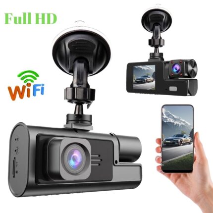 Camera de Bord Full HD 3 Lentile Panoramice Inregistrare Microfon Supraveghere Vehicul